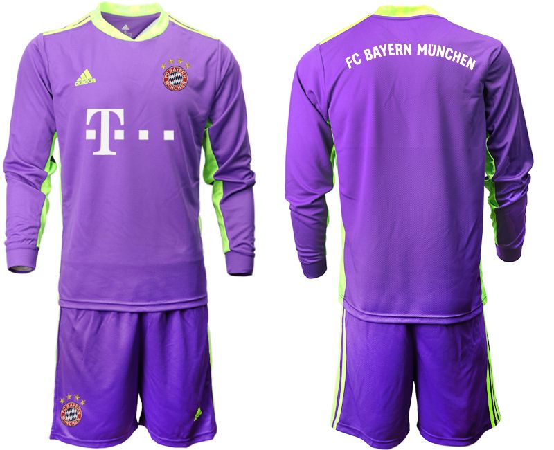 Men 2020-2021 club Bayern Munich purple long sleeved Goalkeeper Soccer Jerseys